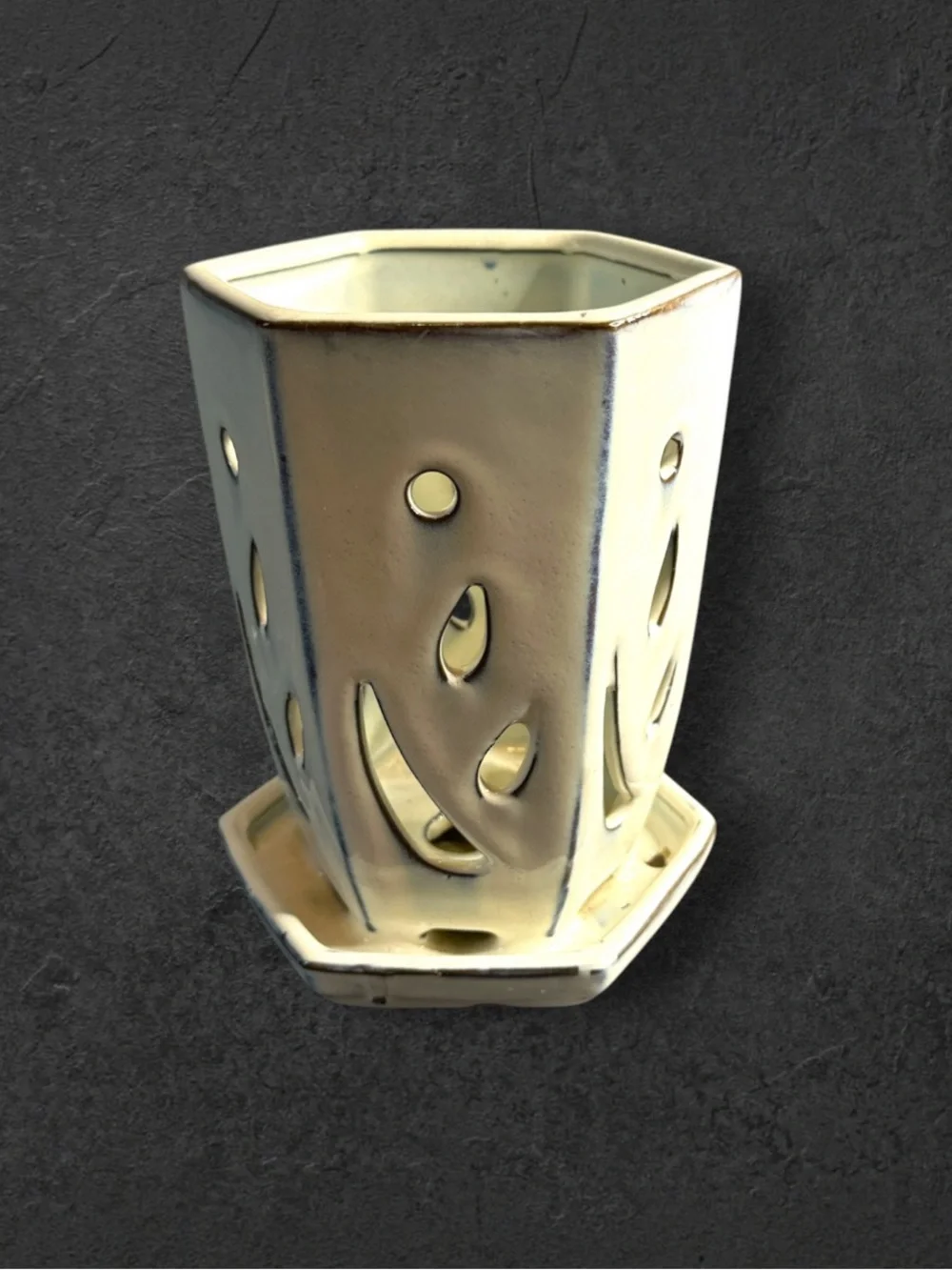 Ceramic glazed white orchid pot 6X4 inch